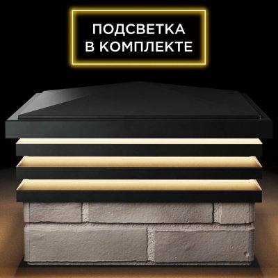 Колпак Бона на 1.5 кирпича Черный с подсветкой 1