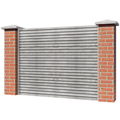 Забор жалюзи ЭКО-Z Светлая Береза SteelArt двусторонний на кирпичных столбах