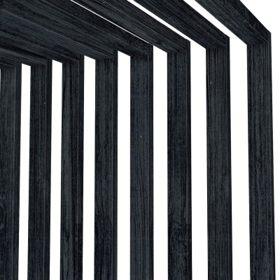 Декоративная рейка 60мм на 37мм Черное Дерево 3D Принтек на стенах и потолке в сборе